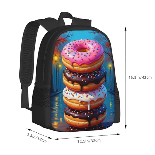 Three Donuts Stacked On Top of Each Other Beautiful Backpack Large Durable Book Bag Double Zipper Unisex3