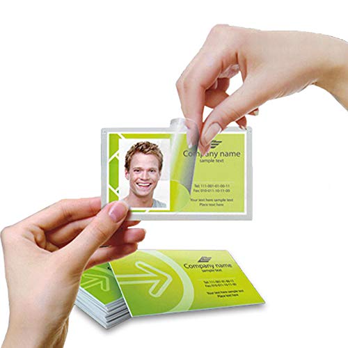 TruLam 5 Mil Self-Laminating Pouches with Rounded Corners | Business Card Size | 2-5/8 in. x 4 in. | Glossy Finish | Premium Adhesive for High-Clarity | 2 Carriers Included | 100 Pack
