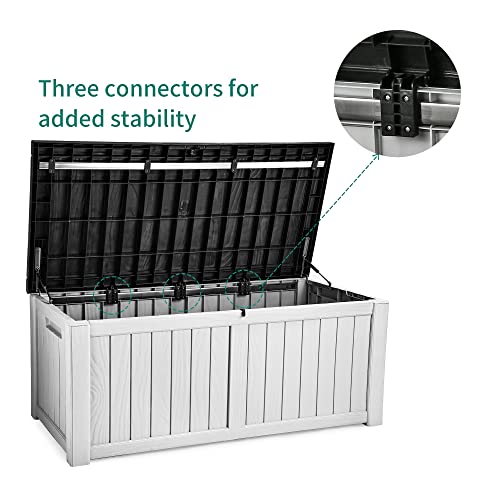 image for YITAHOME 120 Gallon Large Deck Box, Resin Outdoor Storage Box w/Lockab