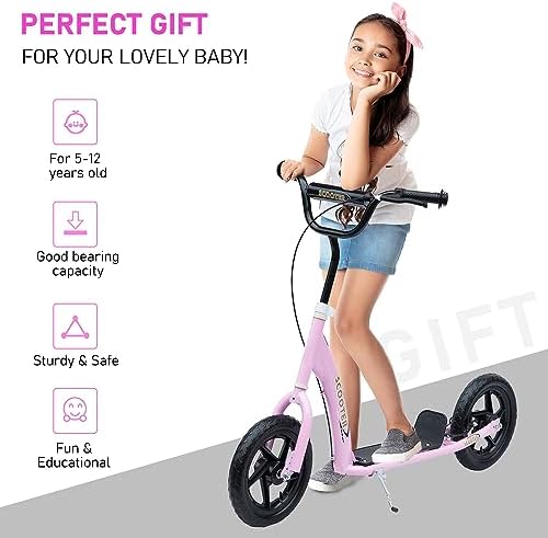 HOMCOM Kids Scooter Street Bike Bicycle for Teens Ride on Toy w/ 12'' Tire for 5-12 Year Old 4 41QaLp951BL. AC