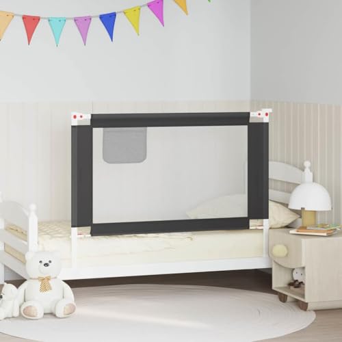 Teenpull Barrera protectora para cama infantil, color gris oscuro, 120 x 25 cm, tela con marco de metal, altura ajustable, para cuna y cama de padres, protección anticaídas, ideal para habitaciones