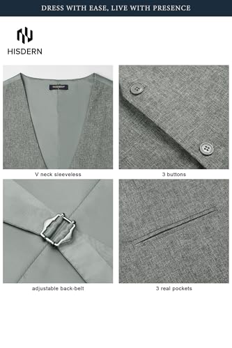 Image of HISDERN Mens Suit Vest Business Casual Dress Waistcoat Vest Solid Color Formal Wedding Vests for Suits or Tuxedo