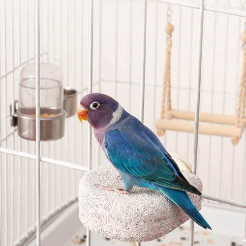 2 Stück Vogel Sitzstange aus Mineralstein, Wellensittich Spielzeug – Natürliche Knabberstange – EIS-am-Stiel Design als Vogelkäfig Zubehör