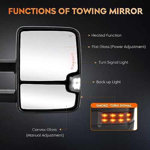 image for Youxmoto Towing Mirrors Fits 2007-2013 for Chevy for GMC; Silverado Si
