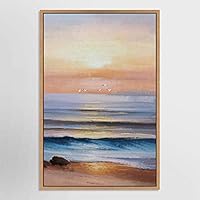 SIGNWIN Framed Canvas Wall Art Sunrise on Ocean Canvas Prints Home Artwork Decoration for Living Room,Bedroom - 16
