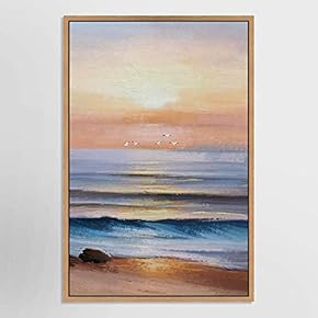 SIGNWIN Framed Canvas Wall Art Sunrise on Ocean...