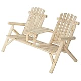 Double Cedar/Fir Log Adirondack Chair with Table, Model# SS-CSN-150