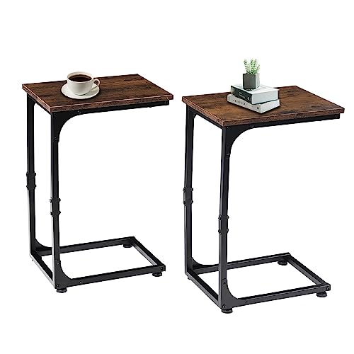 BETTAHOME C Shaped End Table, Set of 2 Side Table, for Couch, Bed, Chair, Living Room, Bedroom, Slides...