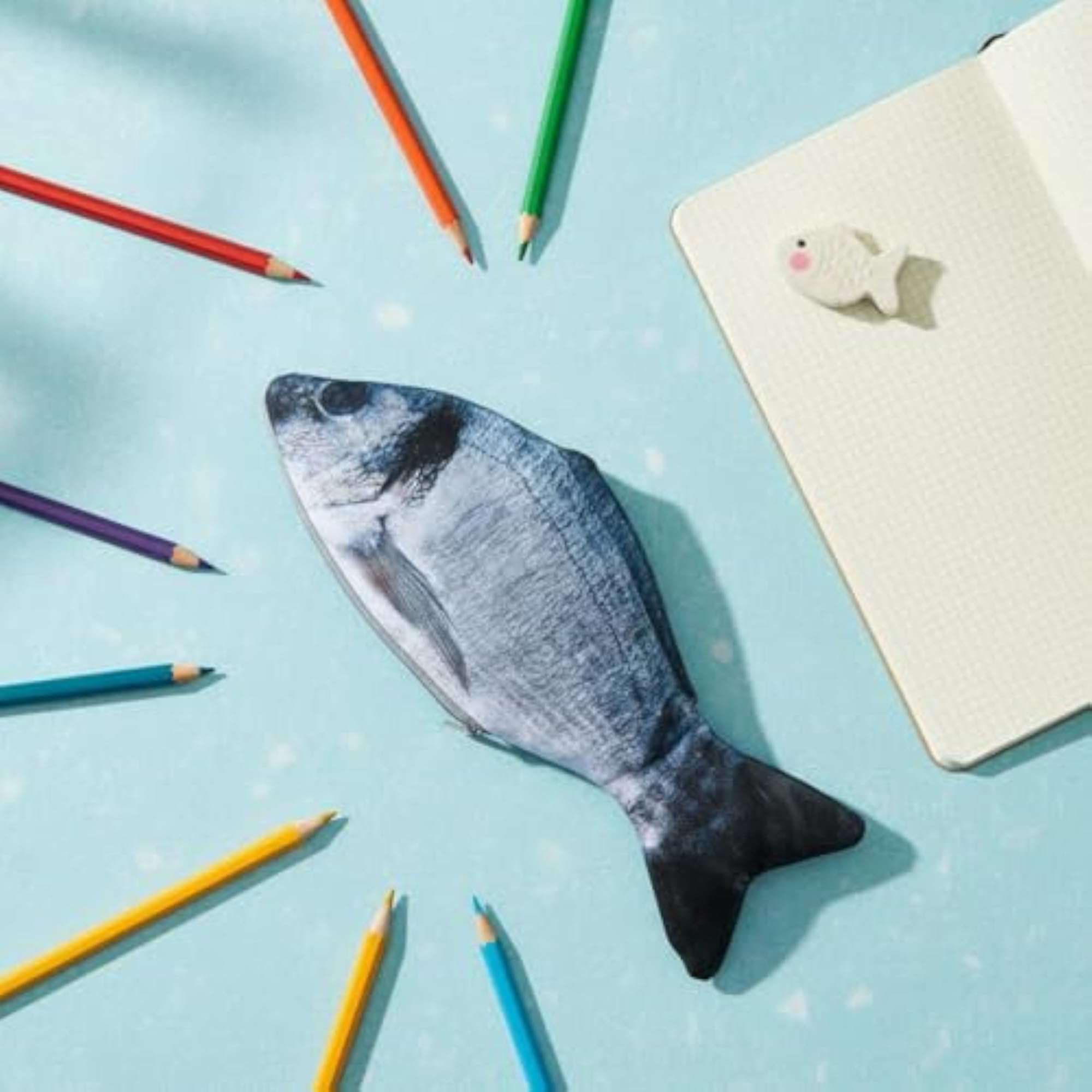 Fish Shaped Pencil Case, Large Capacity Zippered Pouch