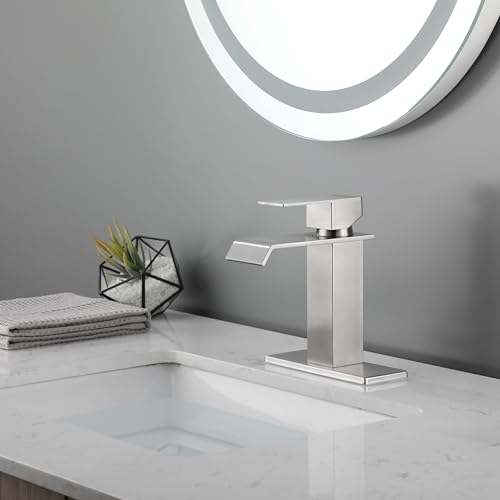 Robinet de salle de bain avec commande unique et bec cascade à haut débit régulé - 7