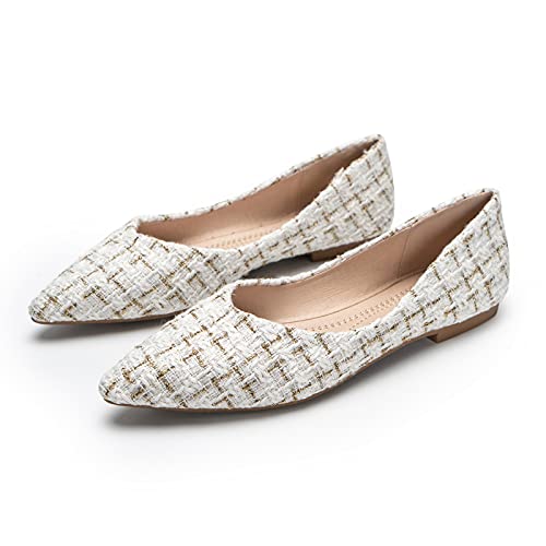 JiangWei Shu Women's Bow-Knot Suede Ballet Flat Slip On Dress Shoes