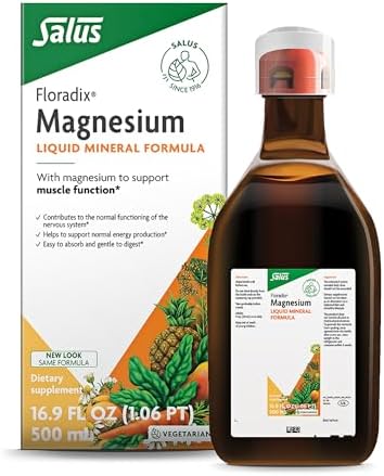 Floradix Magnesium - Liquid Herbal & Mineral Supplement for Bone Support, Digestive Health & More - Vegetarian, Non-GMO - 17 fl oz