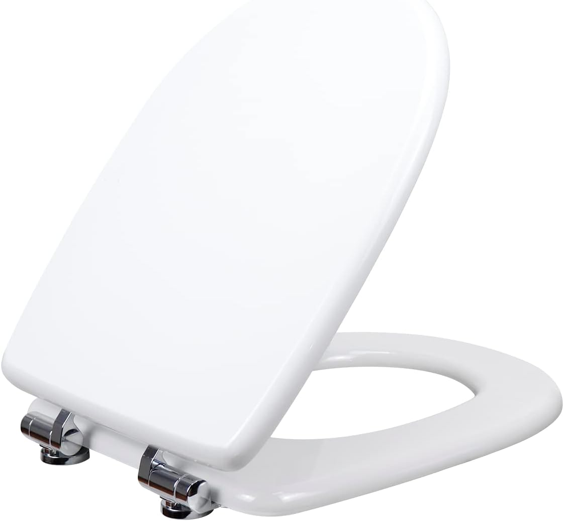 Fanmitrk U Shape Wood Toilet SeatWhite Toilet Seat Wooden Toilet Lid