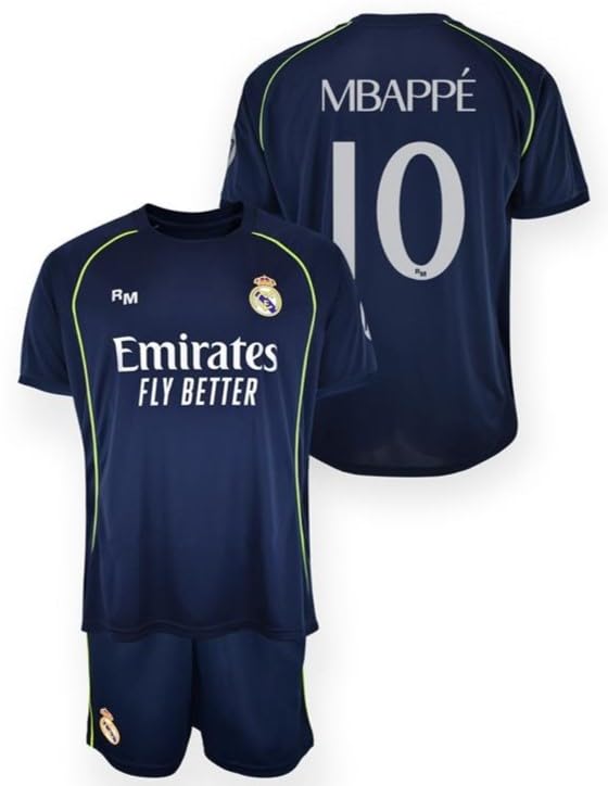 Real Madrid Conjunto Infantil 2a equipación 25 26   Réplica Oficial Mbappe