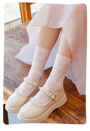 Toptim Kids Girls' Socks Retro Stripes Hearts Cute Cotton Casual Dress2