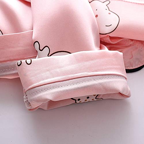 Toddler Girls Satin Summer 𝐏ajamas Set Short Sleeve Button-Down 𝐏js Kids Silk Sl𝐞epwear Cartoon Cute 𝐍ightwear2