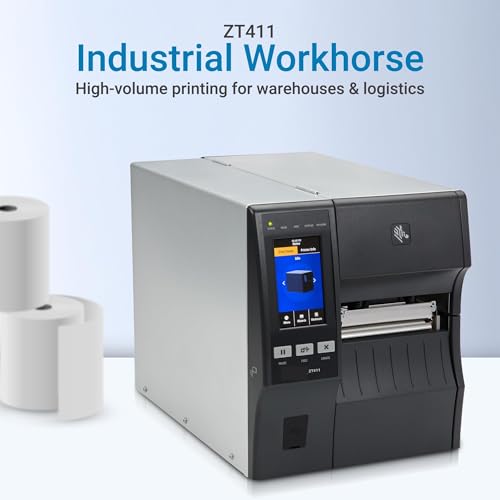 Image of ZT411 Industrial Label Printer, Barcode Label, Shipping Labels Thermal Transfer, 4 Inch 203 DPI, 14 IPS High Speed, Ethernet USB Bluetooth, Metal Frame, ZT41142-T210000Z