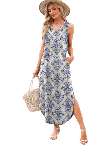 Image of Sampeel Summer Dresses Maxi Dress Vacation Beach Sundresses 2025 with Pockets