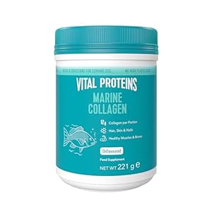 Vital Proteins Marine Collagen Peptides Powder Supplement (Type I, III) Hydrolysed Collagen, Hair, Skin, Nail Support Supplement, Gluten Free, 12g per Serving 221g Canister, 1Pack