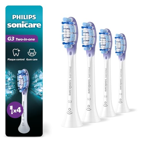 Philips Sonicare Genuine G3 Premium Gum Care Replacement Toothbrush Heads, 4 Brush Heads, White, HX9054/65