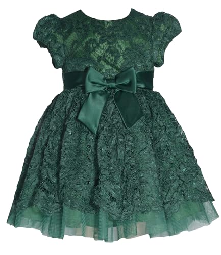 Bonnie Jean Girls 2T-6X Embroidered Lace Satin Bow Waist Dress