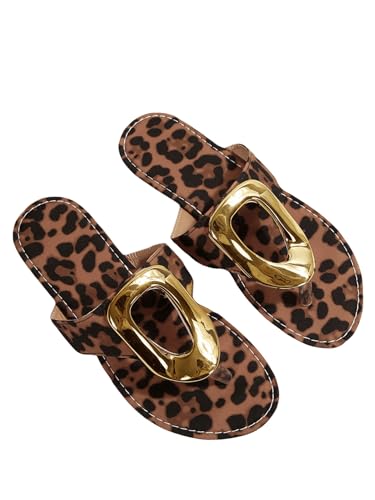 Verdusa Women's Leopard Print Flip Flops Flat Sandals Casual Summer Thong Sandals