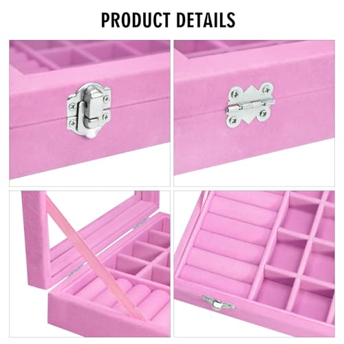 Image of Rings Organizer Tray 7 &16 Grid Slots Velvet Jewelry Earring Storage Box