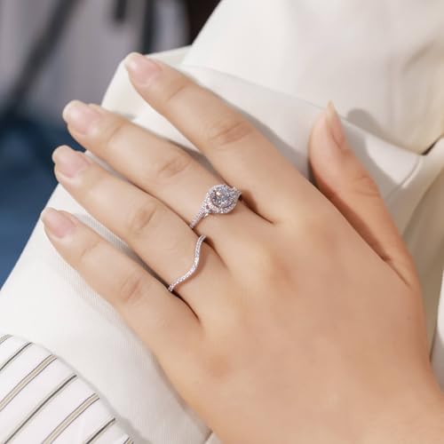 Image of WES 1CT Infinite Moissanite Bridal Ring Set - 925 Sterling Silver D Color VVS1 Clarity Twisted Stackable Round Moissanite Engagement Ring for Women Mom,Size 5-11