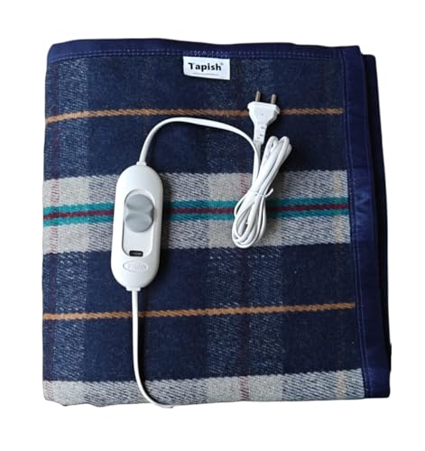 Image of Tapish Woollen Electric Blanket for Single Bed | ISO :9001 Certified | Heated Under Blanket | Bed Warmer, Electric Kambal - 3 Heat Settings | 30 X 60 Inch | Made in India | 5 Year Warranty on Remote