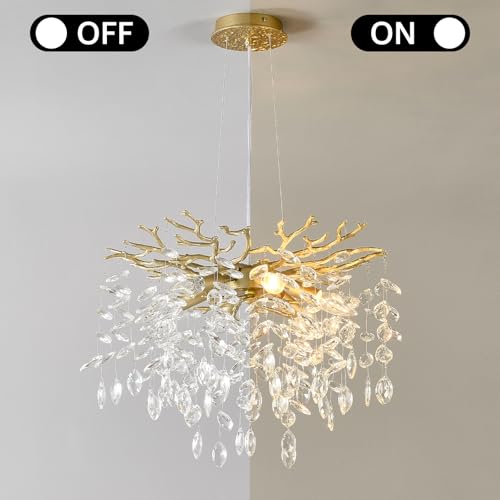 EGM 18" Gold Crystal Chandelier 6-Light Raindrop Dining Room Chandelier by EGM - Used condition - Image 2
