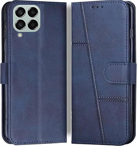Image of Tango Flip Cover Compatible with Samsung Galaxy M33 5G | Leather Mobile Cover | Flipcover Back Case | Magnetic Flip Cover | Phone Covers | Leather Flip Case Card Pockets Wallet & Stand (Blue)