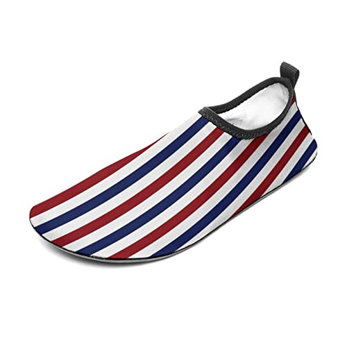Red White And Blue Stripes Adult Unisex Water Shoes Quick Dry Aqua Socks Barefoot For Beach Swimming Yoga Diving Surf Water Park #TOP20