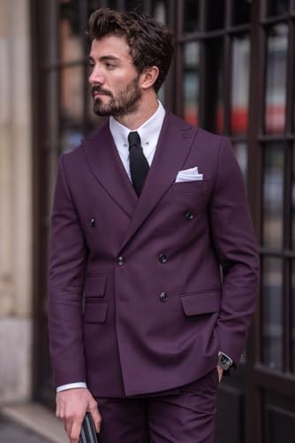 Mens Bespoke Business Formal Slim Fit Suit Grooms Double Breasted Wedding Dress Suit Tuxedo3