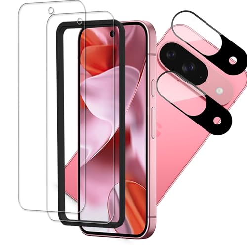 KPNS グーグルピクセル9 ガラスフィルム【2+2枚セット】ガイド枠付き KPNS 日本素材製 強化ガラス Google Pixel 9用 ガラスフィルム pixel9 カメラフィルム カバー ピクセル9 保護フィルム