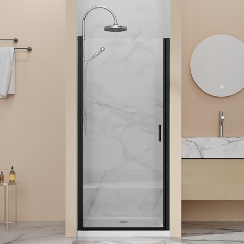 Matte Black Semi-Frameless Pivot Door