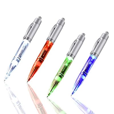 Penyeah Pen Light - LED Pen with Light, Light Up Penlight for Night Writing Ballpoint Pen for Night Writer -Replacement Accessorries Included 4 PK -1White1Red1Green1Blue