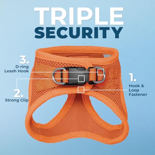 Image of Voyager Step-in Pet Harness - All Weather Mesh, Adjustable Step in Harness for Cats and Dogs by Best Pet Supplies - 307S Orange, XXXS