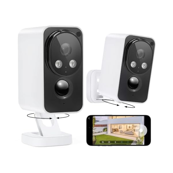 Security Cameras Wireless Outdoor Pan Rotating 180° Cameras for Home Security with 2K Color Night Vision Battery Camera Multi-Siren PIR Motion Detection 2-Way Talk Waterproof Cloud/SD Storage 2-Pack