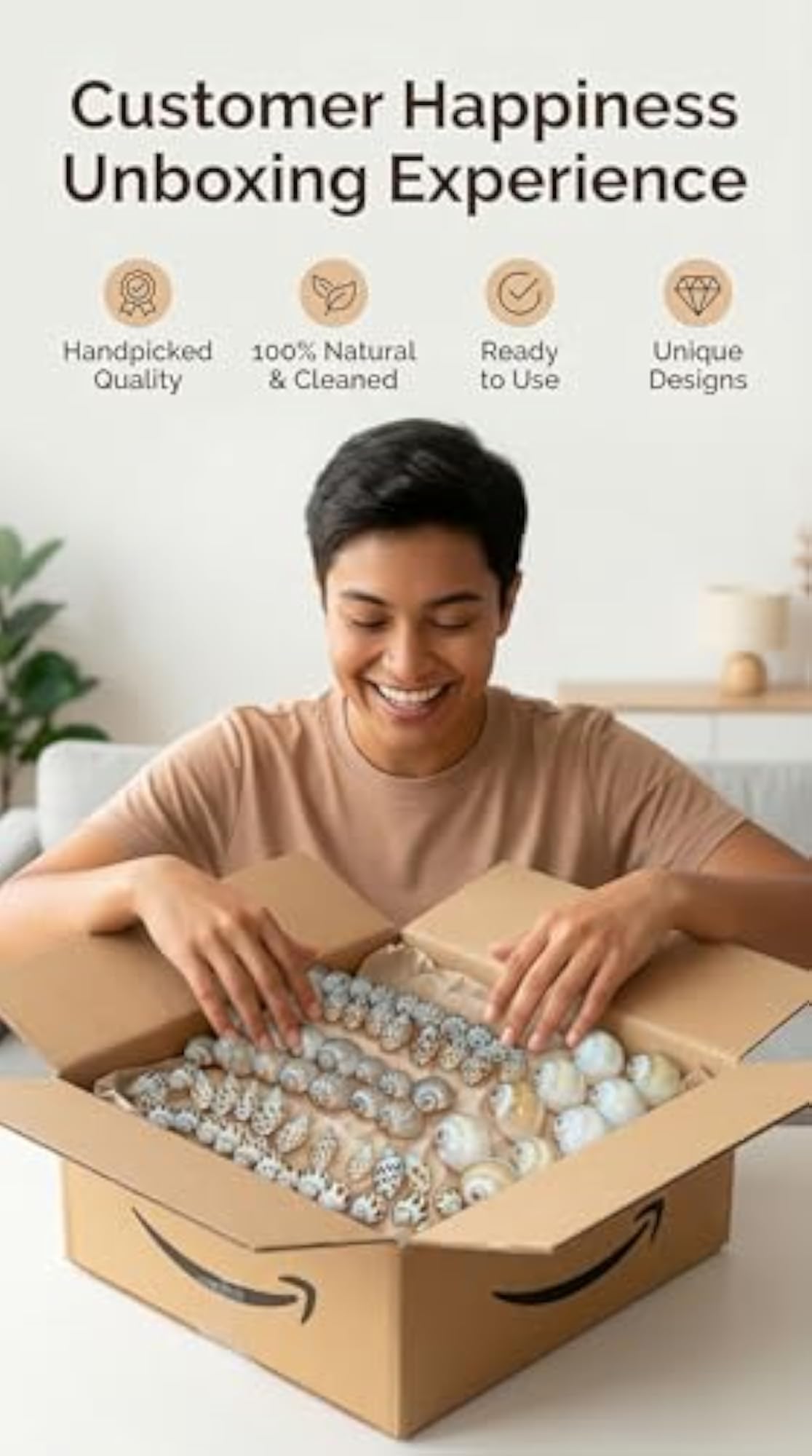 Natural Rameswaram Shells Combo Pack, 100 Pieces