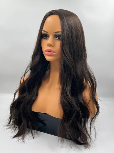Miniatura 5 de ASHELY - Peluca rizada de color marrón oscuro, pelucas sin pegamento para mujer, pelucas de cabello largo sintético natural para uso diario (pelucas