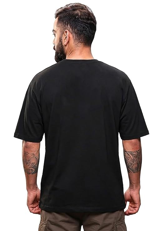 Image of Tommy hilfig t Shirt Black Printed Oversized Terry Cotton T-Shirt for Boys & Men | Stylish Streetwear Half Sleeve Tee