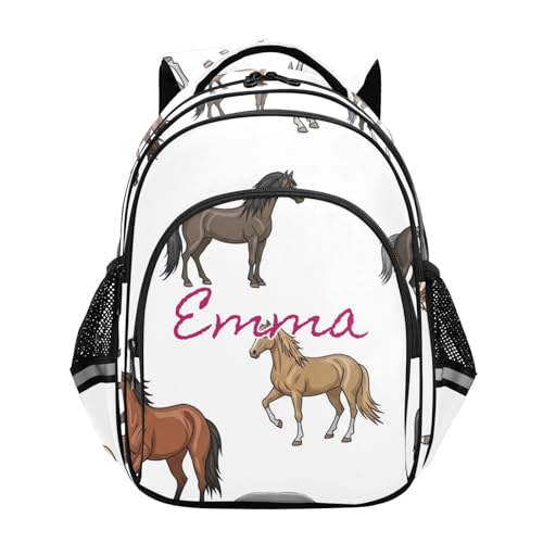 Sac à dos d'école personnalisé enfants 15 inch chevaux blancs sac de cours mignon