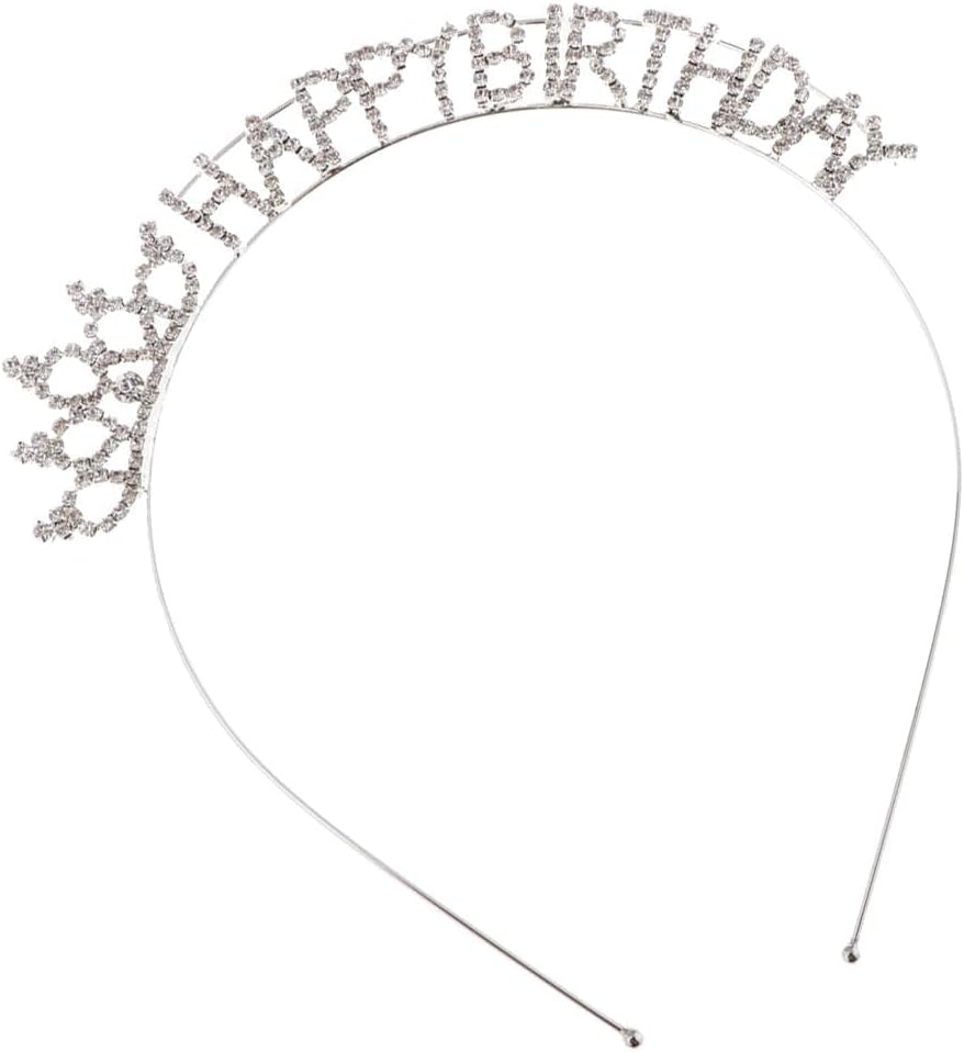 Happy Birthday Tiara Crystal Rhinestone Crown Headwear Hair Jewelry GiftCollectibles