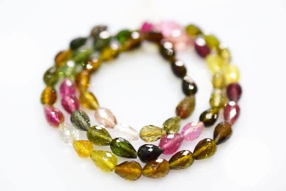 Perles tourmaline multicolore pour création de bracelets en pierres naturelles