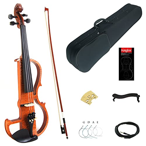 Kinglos 4/4 Solid Wood Advanced Wood Grain Electric/Silent Violin Kit with Ebony Fittings Full Size (MWDS1904)