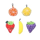 Hachera 5 Piezas Bolsas Plegables de la Compra, Bolsa La Compra Forma De Fruta, Bolsa Fruta la Compra Portátil, Reutilizables para Compras Viajes y Camping