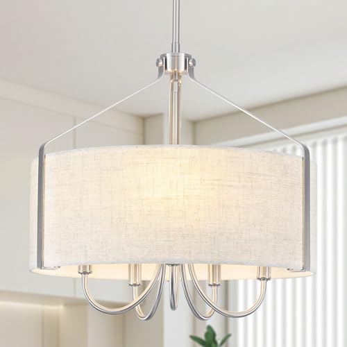 LWYTJO 5-Light Modern Drum Chandelier for Dining Room 18" Farmhouse