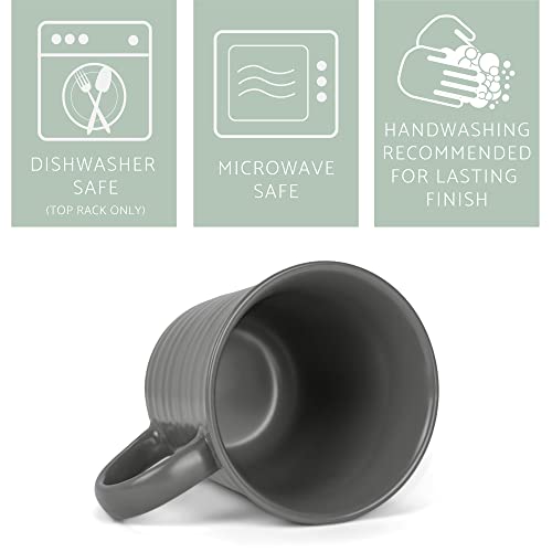 Elanze Designs Black Matte Glaze Finish 17 Ounce Stoneware Coffee Cup Mugs Set Of 4 #TOP3