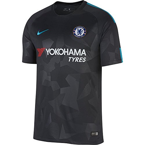 Nike Breathe Men's Chelsea FC Stadium Soccer Jersey (Large) Anthracite, Omega Blue