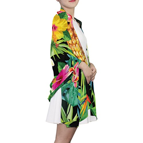 U Life Vintage Tropical Plants Pineapple Silk Scarf Scarves For Women #TOP6